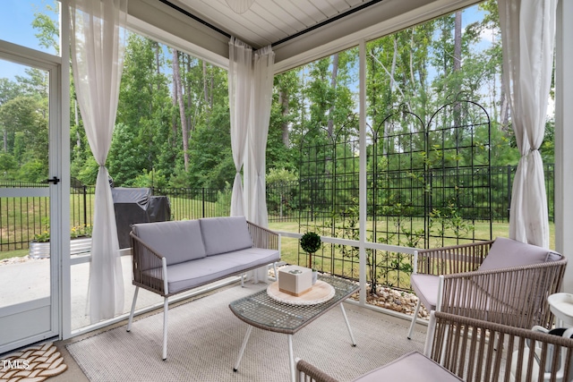 2013 Latham Oaks Ave, Wake Forest, NC 27587 - sunroom featuring outdoor lounge area and view of scattered trees