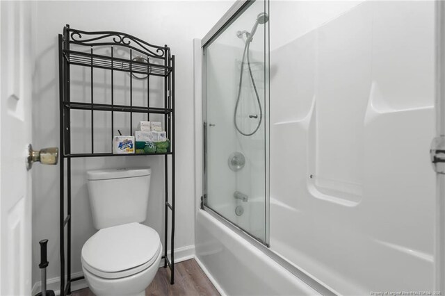 2140 Fargo Dr, Fayetteville, NC 28306 - full bath with enclosed tub / shower combo and wood finished floors