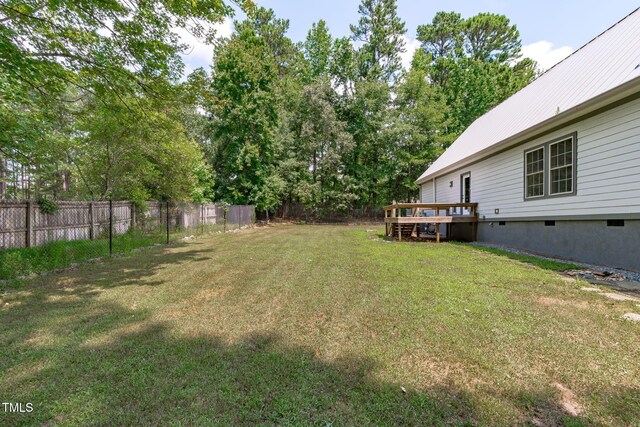 1408 Old Ivey Rd, Apex, NC 27523 - view of yard with a wooden deck