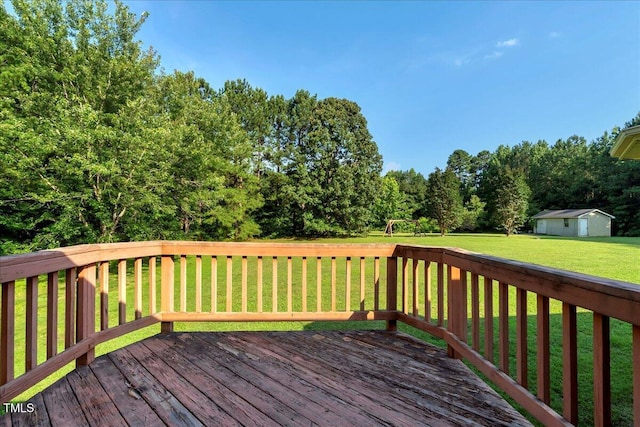 1379 Dr Martin Luther King Jr Blvd, Warrenton, NC 27589 - wooden deck with a yard and an outbuilding