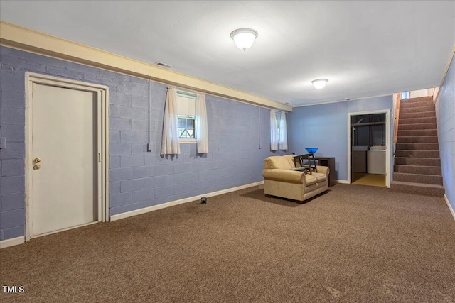 1379 Dr Martin Luther King Jr Blvd, Warrenton, NC 27589 - living area featuring stairway and carpet