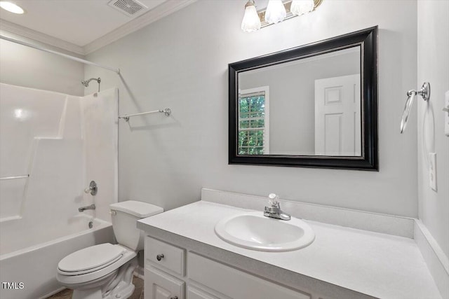 2474 Sumter Dr, Garner, NC 27529 - bathroom with vanity, ornamental molding, and shower / tub combination