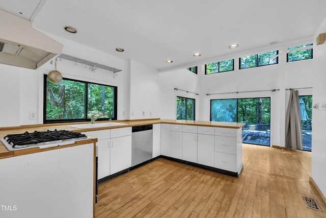 8510 Dunlee Falls Rd, Raleigh, NC 27613 - kitchen featuring dishwasher, gas stovetop, healthy amount of natural light, light wood-style flooring, and recessed lighting