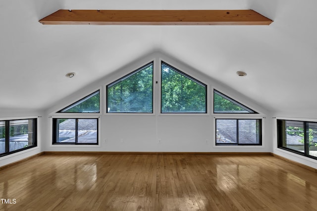 8510 Dunlee Falls Rd, Raleigh, NC 27613 - additional living space with plenty of natural light, hardwood / wood-style flooring, and vaulted ceiling