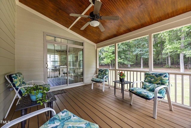 3036 Lawson Walk Way, Rolesville, NC 27571 - sunroom featuring a ceiling fan and lofted ceiling