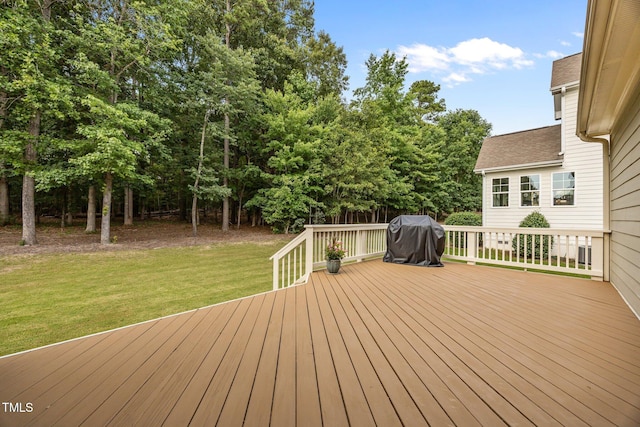 3036 Lawson Walk Way, Rolesville, NC 27571 - wooden deck featuring a grill and a lawn
