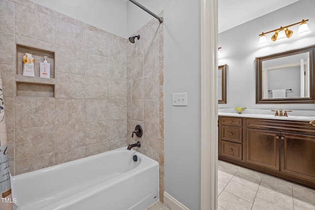 3036 Lawson Walk Way, Rolesville, NC 27571 - full bathroom with washtub / shower combination, vanity, and tile patterned flooring