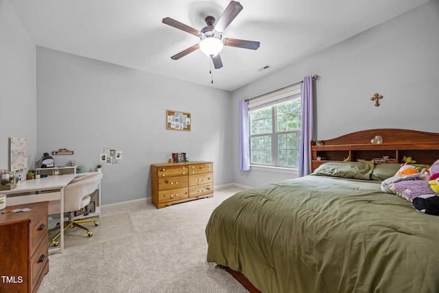 3036 Lawson Walk Way, Rolesville, NC 27571 - bedroom featuring light carpet, an office area, and a ceiling fan