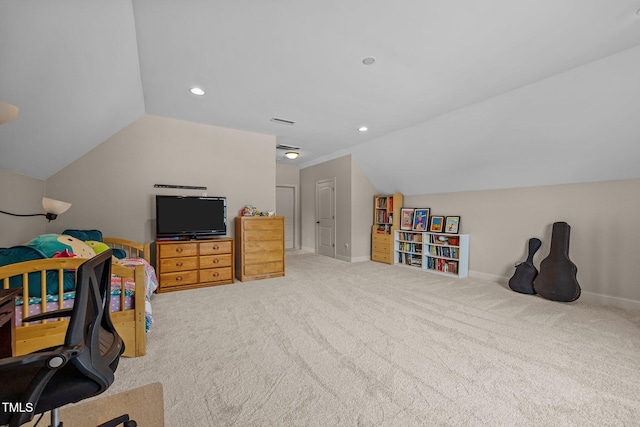 3036 Lawson Walk Way, Rolesville, NC 27571 - carpeted bedroom with lofted ceiling and recessed lighting