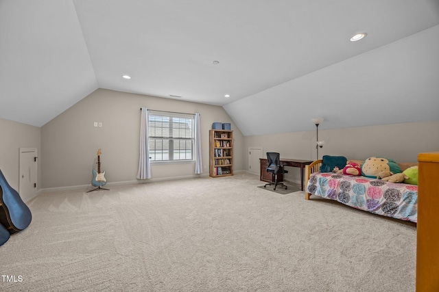 3036 Lawson Walk Way, Rolesville, NC 27571 - carpeted bedroom featuring vaulted ceiling and recessed lighting