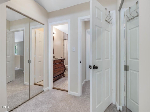 3811 Carnegie Ln, Raleigh, NC 27612 - hall featuring carpet and baseboards
