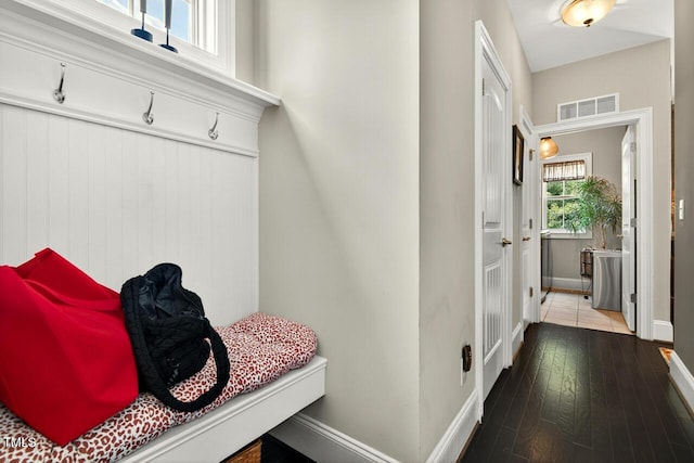 1806 Pattersons Mill Rd, Durham, NC 27703 - mudroom with baseboards and hardwood / wood-style flooring