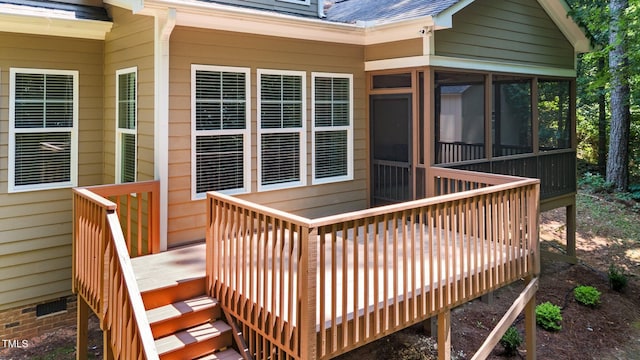 149 Hadley Ln, Clayton, NC 27527 - wooden deck featuring a sunroom