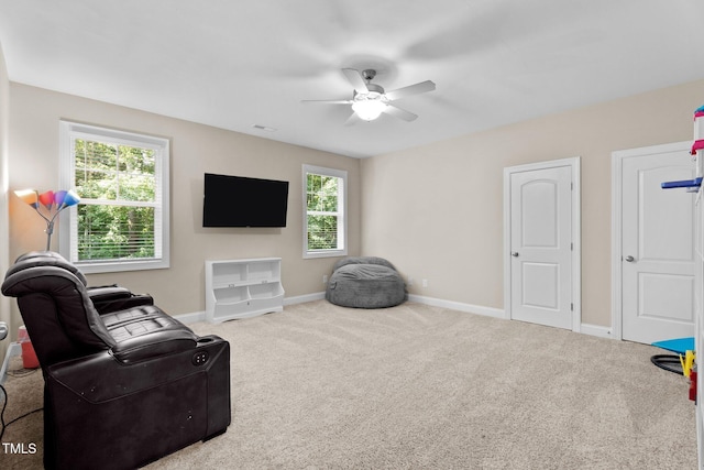 149 Hadley Ln, Clayton, NC 27527 - living area featuring ceiling fan and carpet