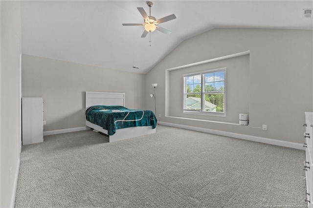 283 Leach Creek Dr, Raeford, NC 28376 - carpeted bedroom featuring lofted ceiling and a ceiling fan