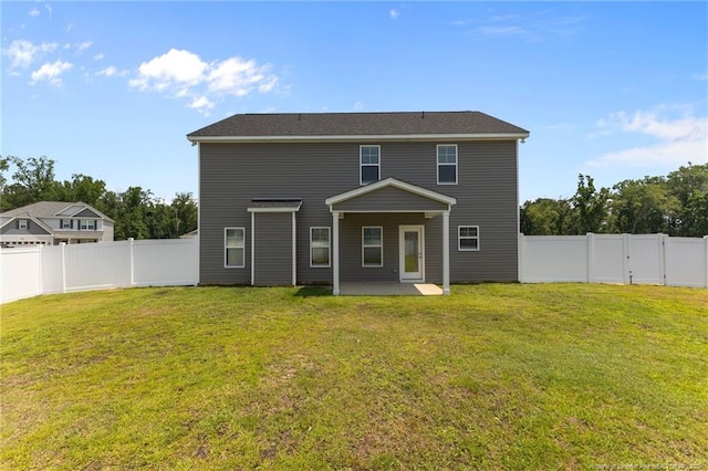 283 Leach Creek Dr, Raeford, NC 28376 - rear view of house with a patio area and a fenced backyard