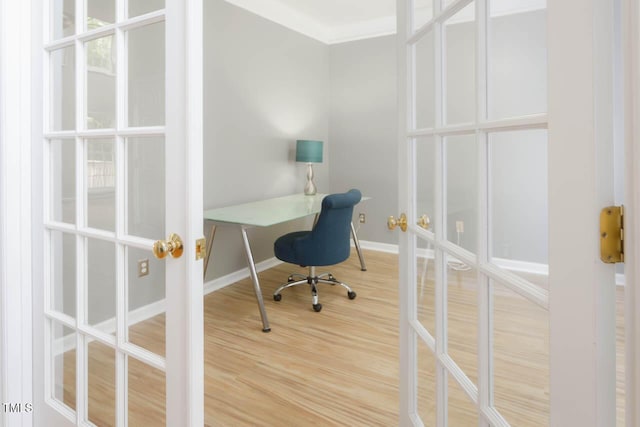 515 Wellingham Dr, Durham, NC 27713 - office area featuring french doors and wood finished floors