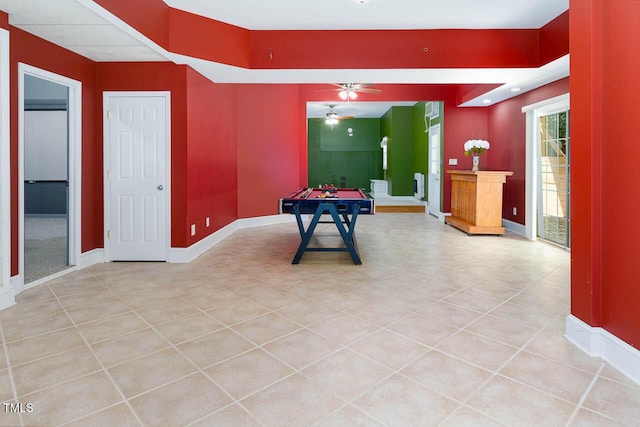 515 Wellingham Dr, Durham, NC 27713 - rec room with ceiling fan and tile patterned flooring