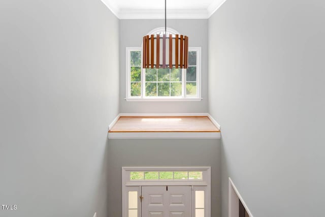 515 Wellingham Dr, Durham, NC 27713 - entryway with a chandelier, healthy amount of natural light, and ornamental molding