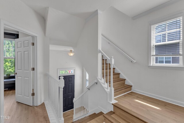 9216 Wooden Rd, Raleigh, NC 27617 - foyer entrance featuring healthy amount of natural light and light wood-style floors