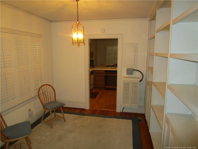432 Rollingwood Cir, Fayetteville, NC 28305 - living area with a chandelier, wood finished floors, and ornamental molding