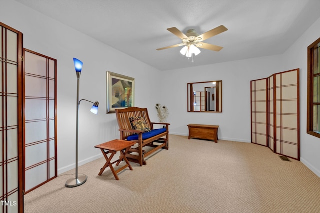 4134 King Charles Rd, Durham, NC 27707 - sitting room with carpet and ceiling fan