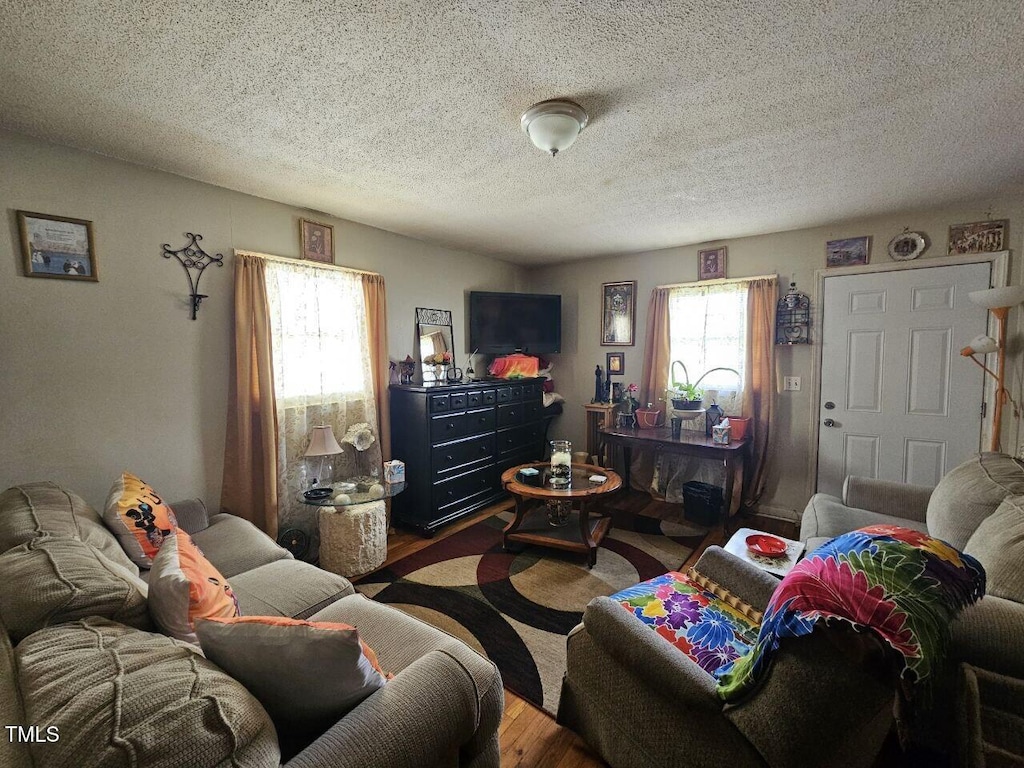 401 S Raleigh St A-B, Unit A-B Angier, NC 27501 - living area featuring wood finished floors and a textured ceiling
