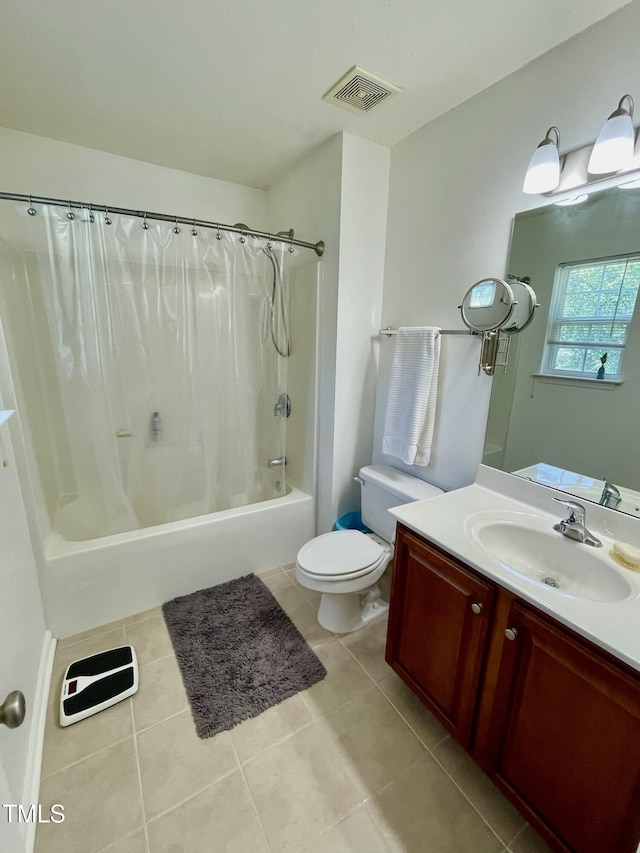 6328 Bermuda Way, Whitsett, NC 27377 - full bathroom featuring shower / tub combo with curtain, vanity, and tile patterned floors