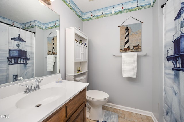 5538 Sharpe Dr, Raleigh, NC 27612 - full bathroom with vanity, tile patterned floors, and curtained shower