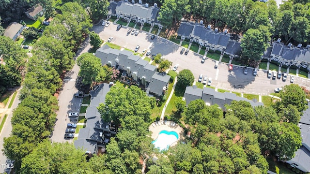 5538 Sharpe Dr, Raleigh, NC 27612 - aerial overview of property's location featuring a pool area