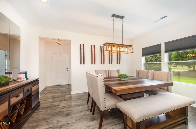 23 Walker Grove Ln, Lillington, NC 27546 - dining space featuring dark wood-style flooring and a chandelier