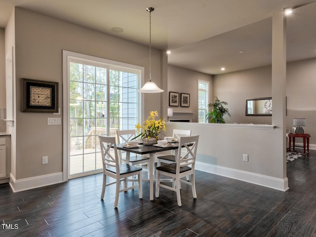 3526 Clifton Park Ct, New Hill, NC 27562 - dining room with dark wood-style floors and recessed lighting
