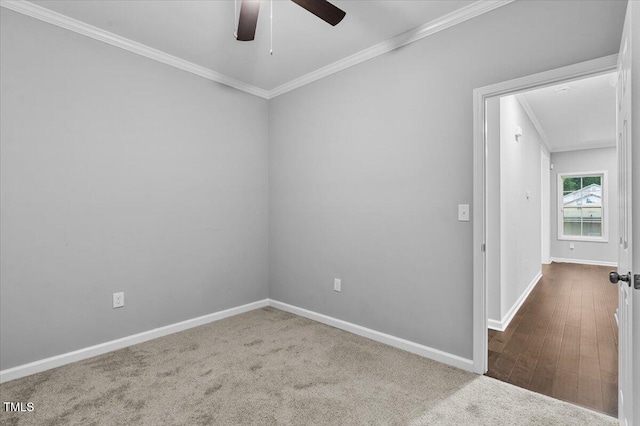 213 Guerrant St, Greensboro, NC 27401 - carpeted spare room featuring crown molding and a ceiling fan