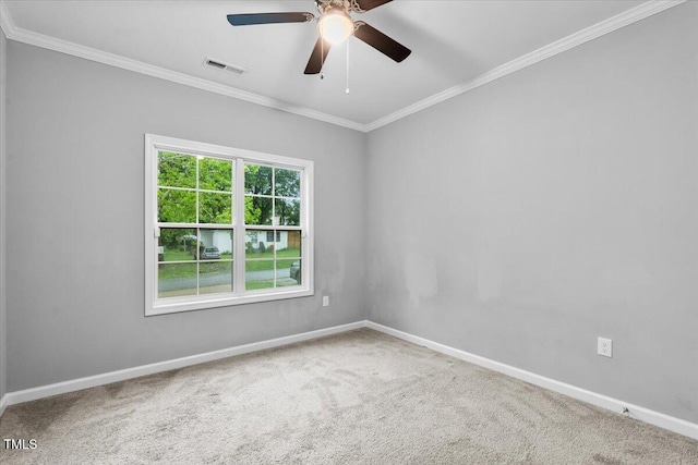213 Guerrant St, Greensboro, NC 27401 - carpeted spare room with ornamental molding and a ceiling fan