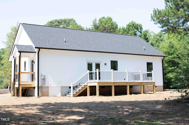 341 Rev Henderson Rd, Henderson, NC 27537 - rear view of house with a wooden deck and a shingled roof