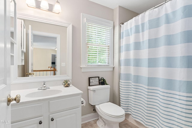 2608 Forestbluff Dr, Fuquay Varina, NC 27526 - bathroom featuring vanity, tile patterned flooring, and a shower with shower curtain
