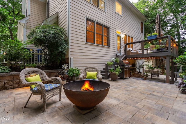 2608 Forestbluff Dr, Fuquay Varina, NC 27526 - view of patio featuring a fire pit and grilling area