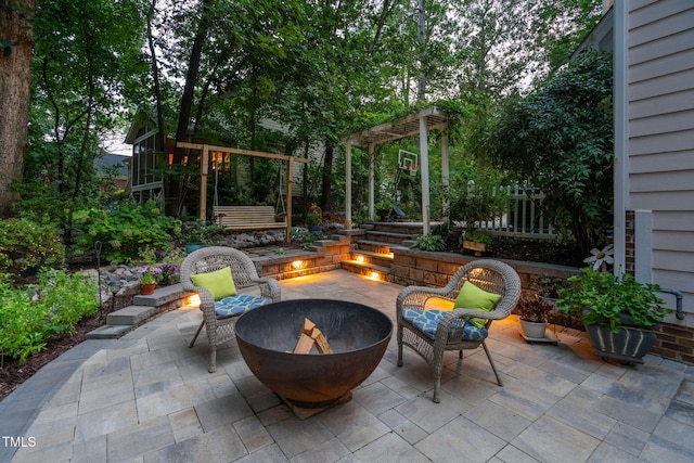 2608 Forestbluff Dr, Fuquay Varina, NC 27526 - view of patio featuring a fire pit