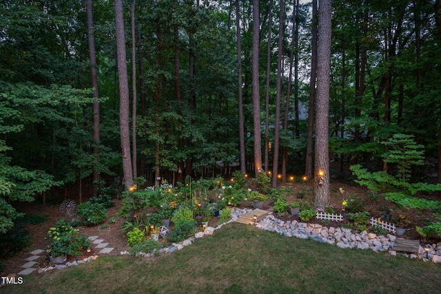 2608 Forestbluff Dr, Fuquay Varina, NC 27526 - view of grassy yard with a forest view