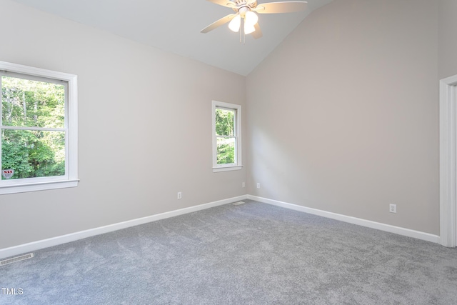 900 Stonecutter Ct, Raleigh, NC 27614 - carpeted spare room featuring plenty of natural light, ceiling fan, and high vaulted ceiling
