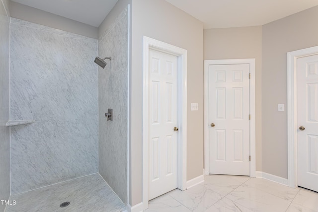 900 Stonecutter Ct, Raleigh, NC 27614 - full bathroom with a stall shower and marble look tile flooring