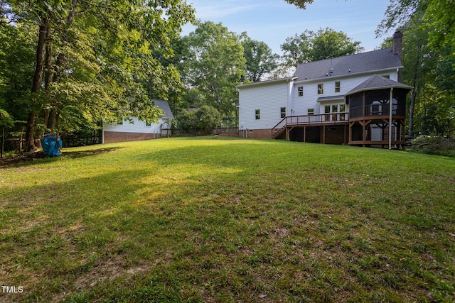 900 Stonecutter Ct, Raleigh, NC 27614 - view of yard featuring stairway and a deck