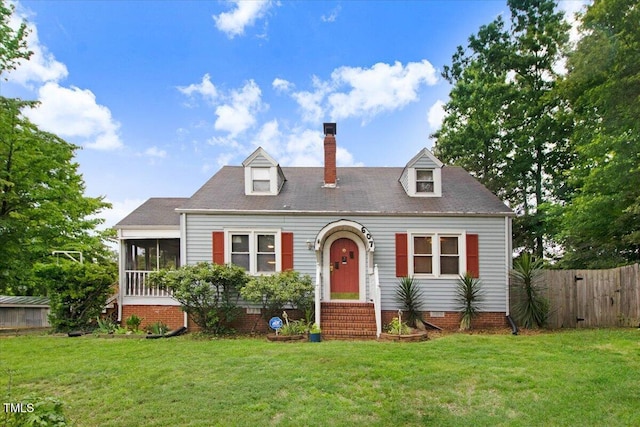 607 E Geer St, Durham, NC 27701 - cape cod-style house featuring a chimney, a sunroom, and crawl space