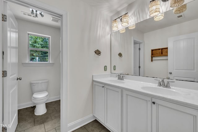 211 Camille Cir, Youngsville, NC 27596 - full bathroom featuring double vanity, a chandelier, and tile patterned flooring