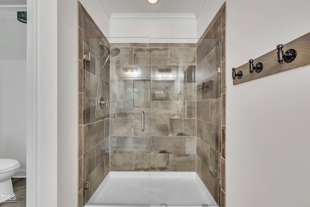 211 Camille Cir, Youngsville, NC 27596 - bathroom featuring a stall shower and ornamental molding