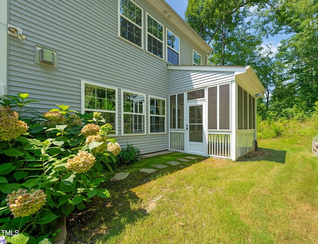 401 Summit Trail Dr, Hillsborough, NC 27278 - back of property featuring a sunroom and a lawn