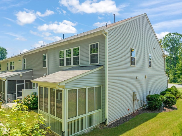 401 Summit Trail Dr, Hillsborough, NC 27278 - back of house featuring a sunroom and a yard