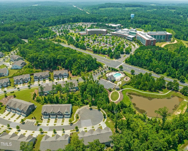 401 Summit Trail Dr, Hillsborough, NC 27278 - bird's eye view of a heavily wooded area and a nearby body of water