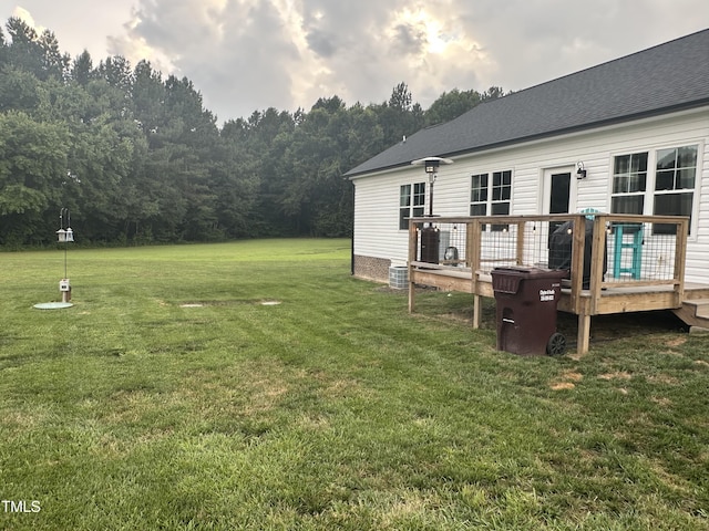 8 Open View Ln, Timberlake, NC 27583 - view of grassy yard featuring a wooden deck