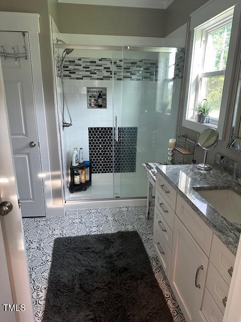8 Open View Ln, Timberlake, NC 27583 - bathroom featuring vanity and a shower stall